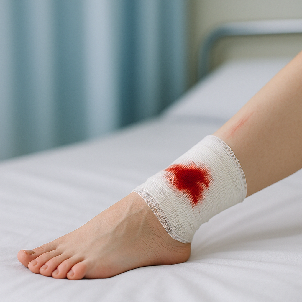 Severe leg and foot laceration